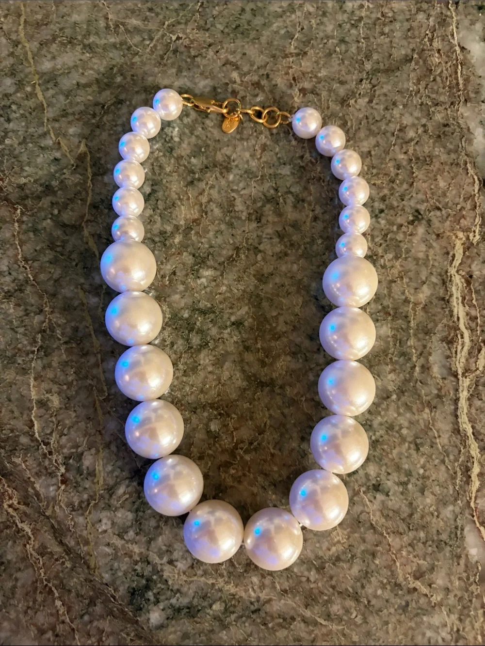 Zara White Pearl Bead Necklace with Gold-Tone Clasp